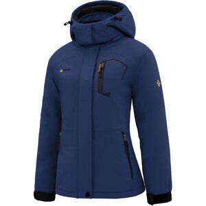 Women's Dark Navy Ski Snow Hooded Jacket Coat Snowboard Waterproof Winter Warm